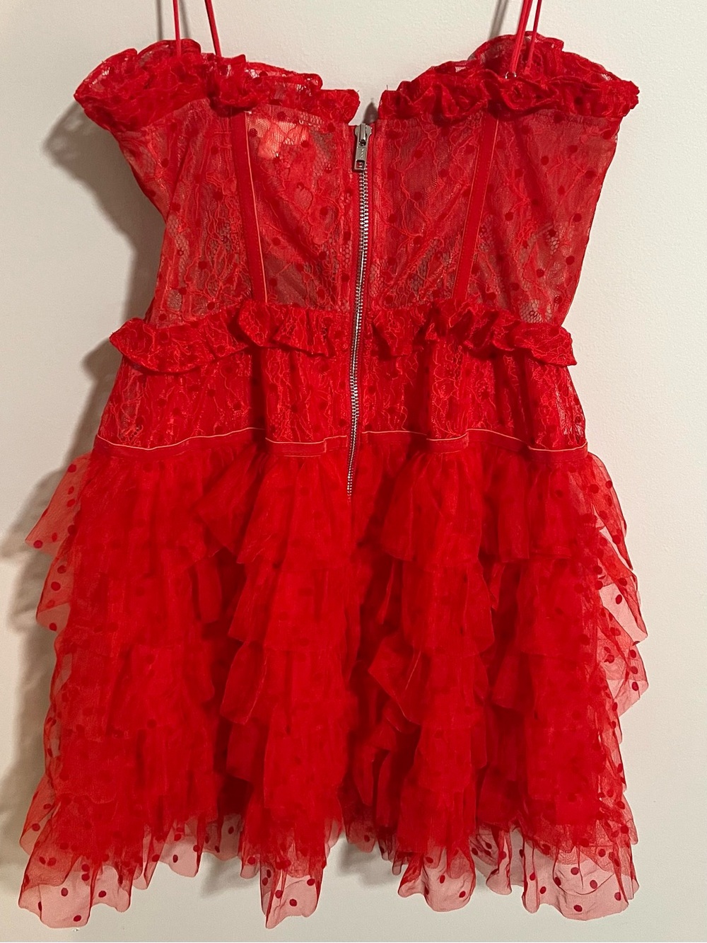 For Love & Lemons Red Ruffled Mini Dress - Picture 2 of 8